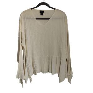 Milano Plus Sz 2X Cream Fairy Crinkle Top Asymmetrical Flowy Whimsygoth Witchy
